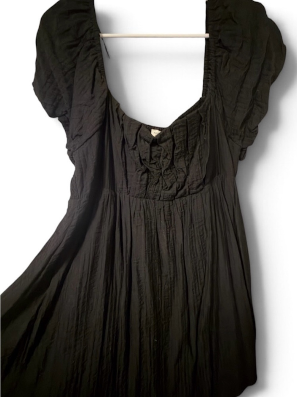 Aeropostale Black Crinkled Scoop Neck Mini Dress